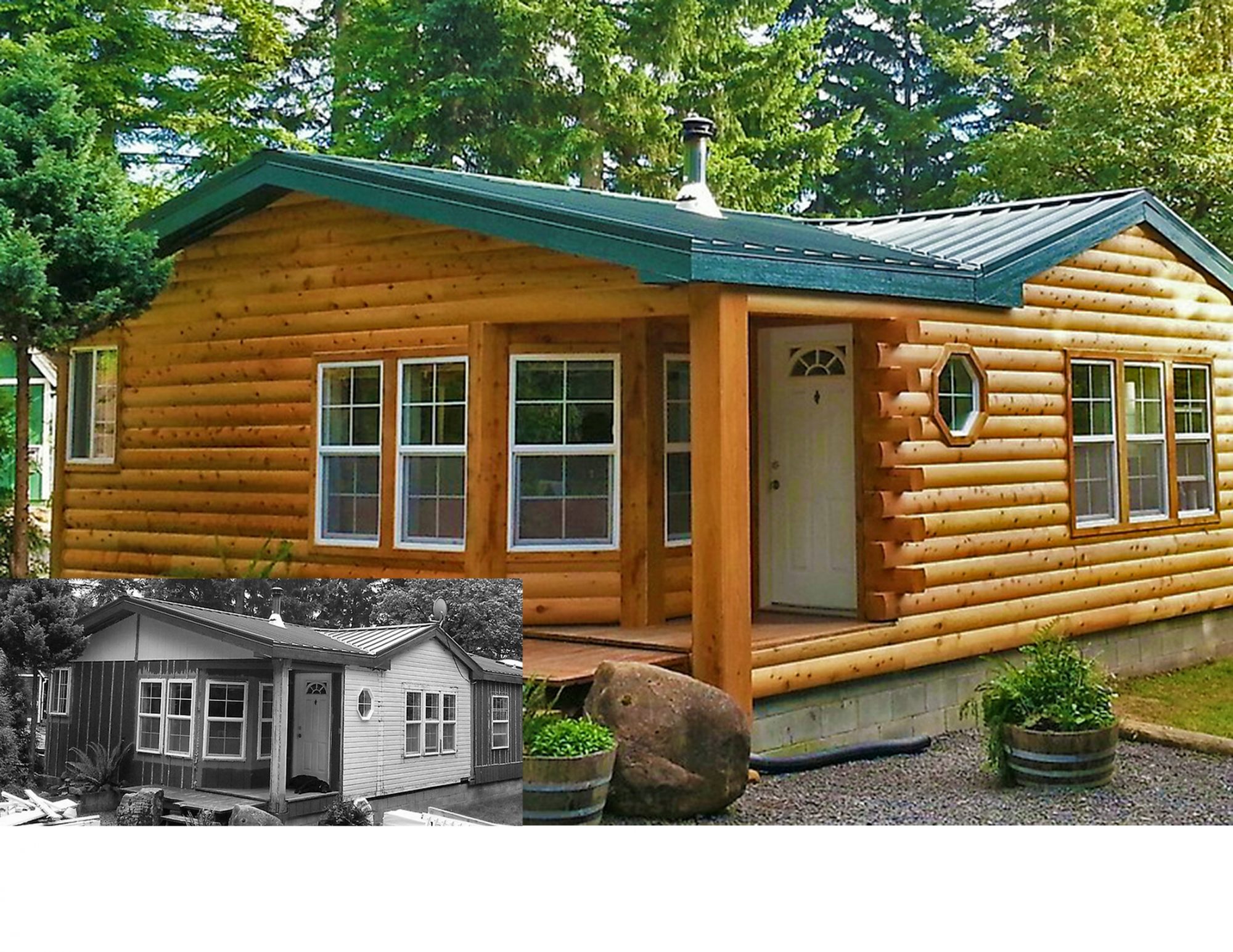 log cabin looking mobile homes